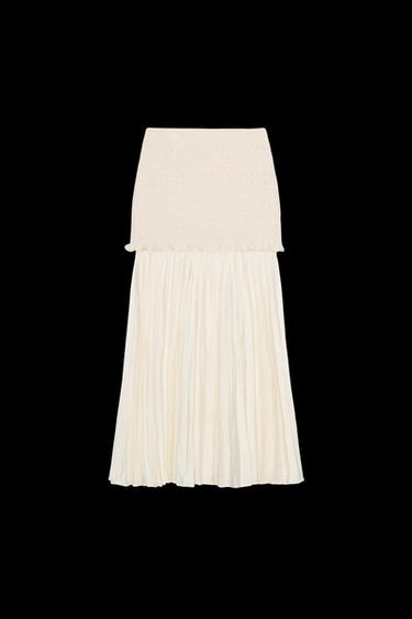 COMBINED KNIT SKIRT - Ecru by Zara - Image 0