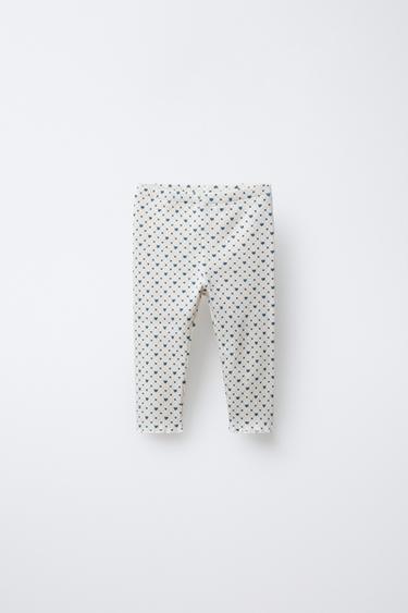 SOFT-TOUCH RIBBED LEGGINGS WITH BOWS - Ecru / Blue by Zara
