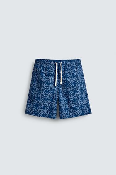 Zara LONG FLORAL PRINT SWIMSUIT - Bluish