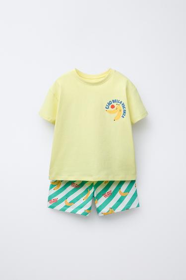 2-6 YEARS/ BANANA T-SHIRT AND BERMUDA PYJAMAS - Yellow by Zara - Image 0