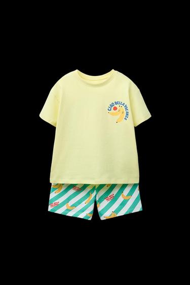 2-6 YEARS/ BANANA T-SHIRT AND BERMUDA PYJAMAS - Yellow by Zara - Image 0