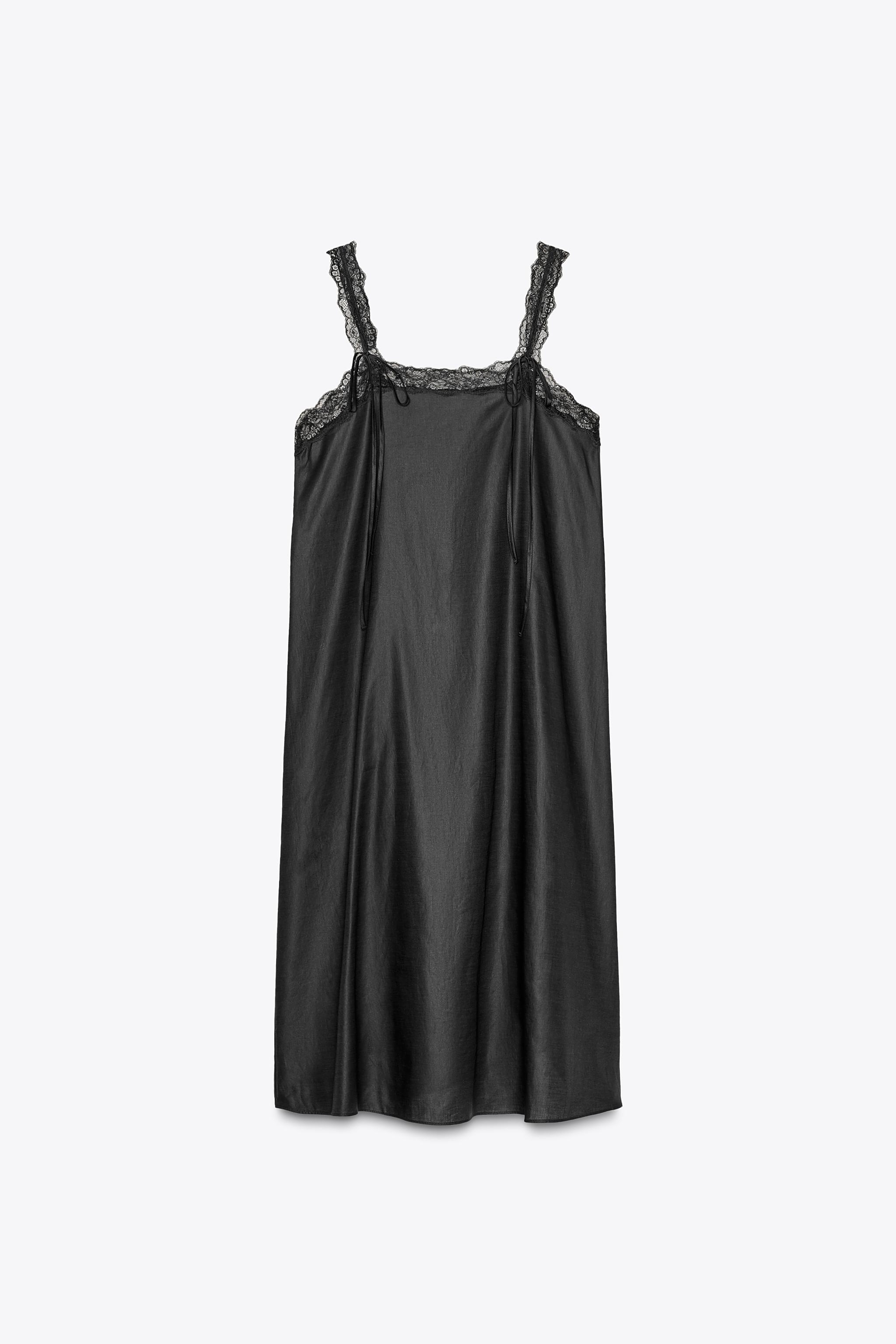【ZARA】ZWコレクション レース ミディ丈ワンピース4786/200/800 ZWコレクション レース ミディ丈ワンピース - ブラック | ZARA