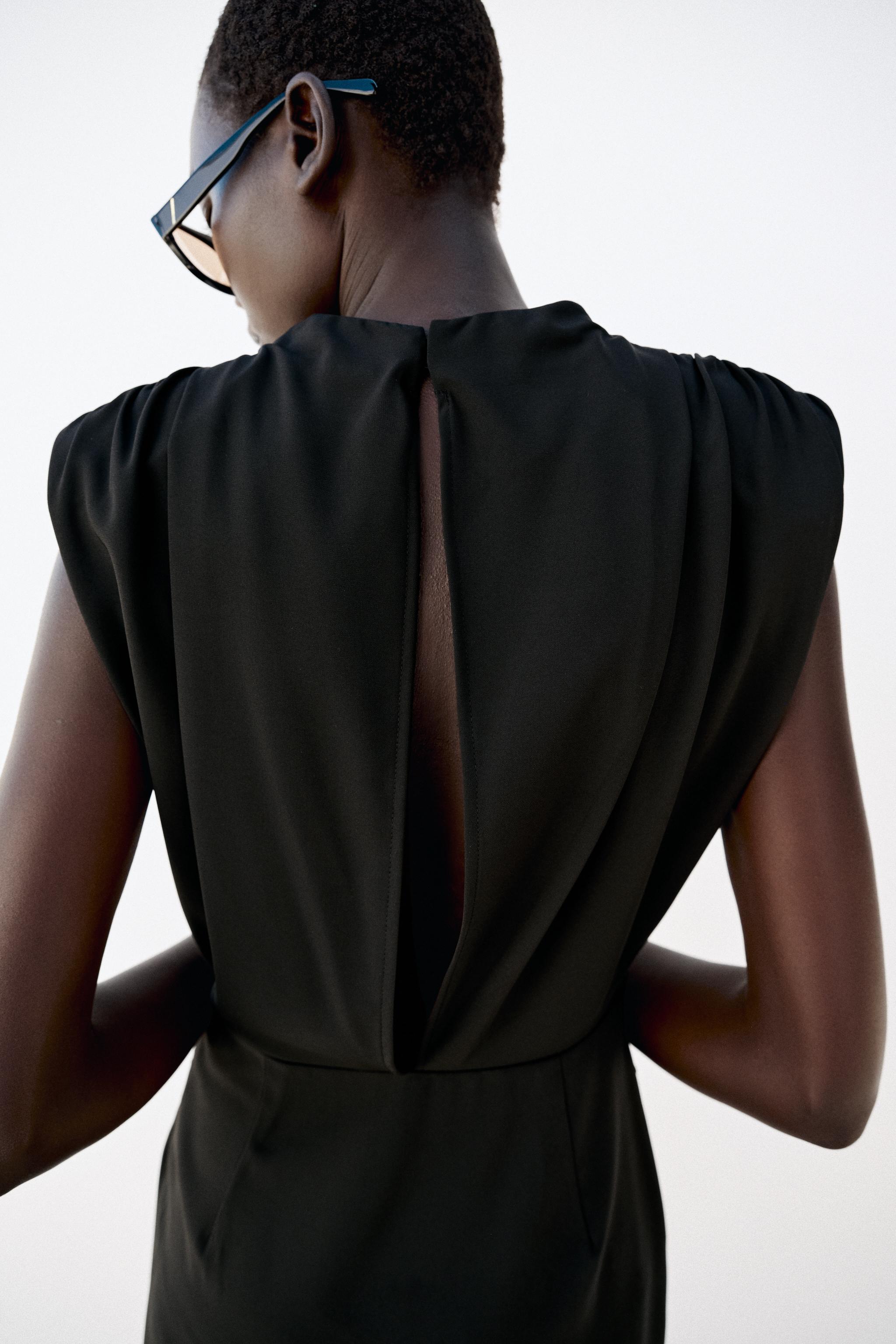 DRAPED MINI DRESS WITH SHOULDER PADS