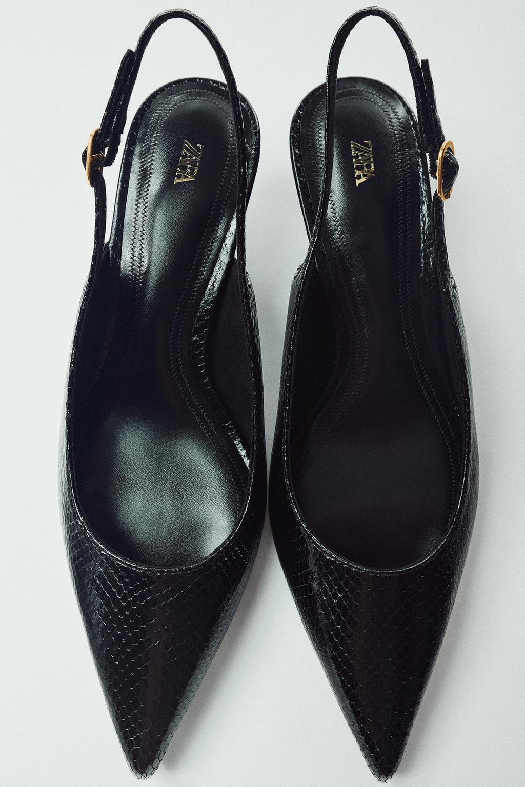 TEXTURED SLINGBACK KITTEN HEEL SHOES