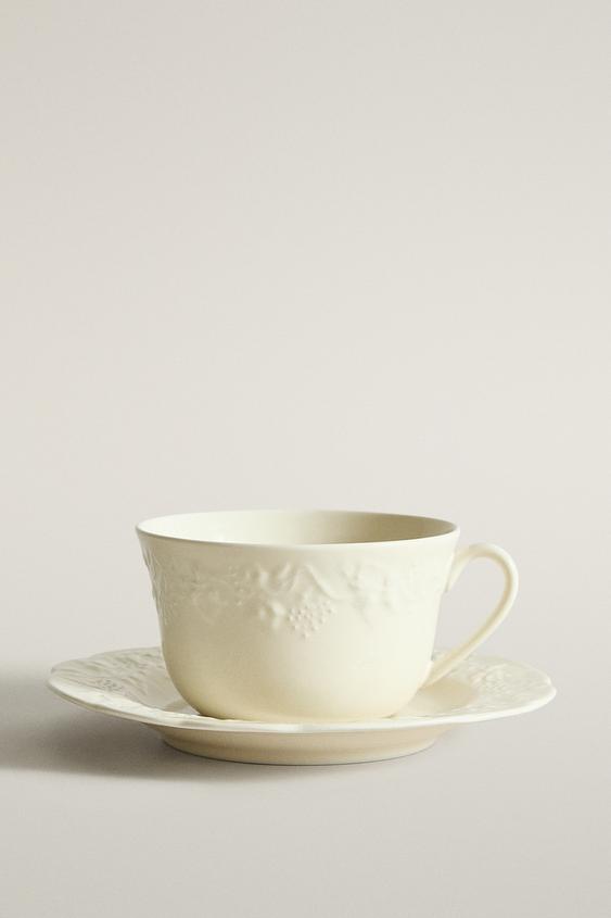 Zara GRAPE PORCELAIN TEACUP AND SAUCER - 奶油色 - 圖片 0