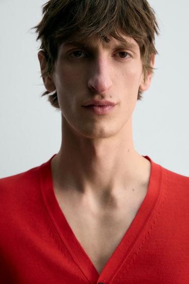 RELAXED FIT CARDIGAN - Red by Zara - Image 5