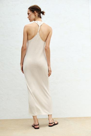 ROBE LONGUE EN MAILLE AJOURÉE - Sable de Zara - Image 4