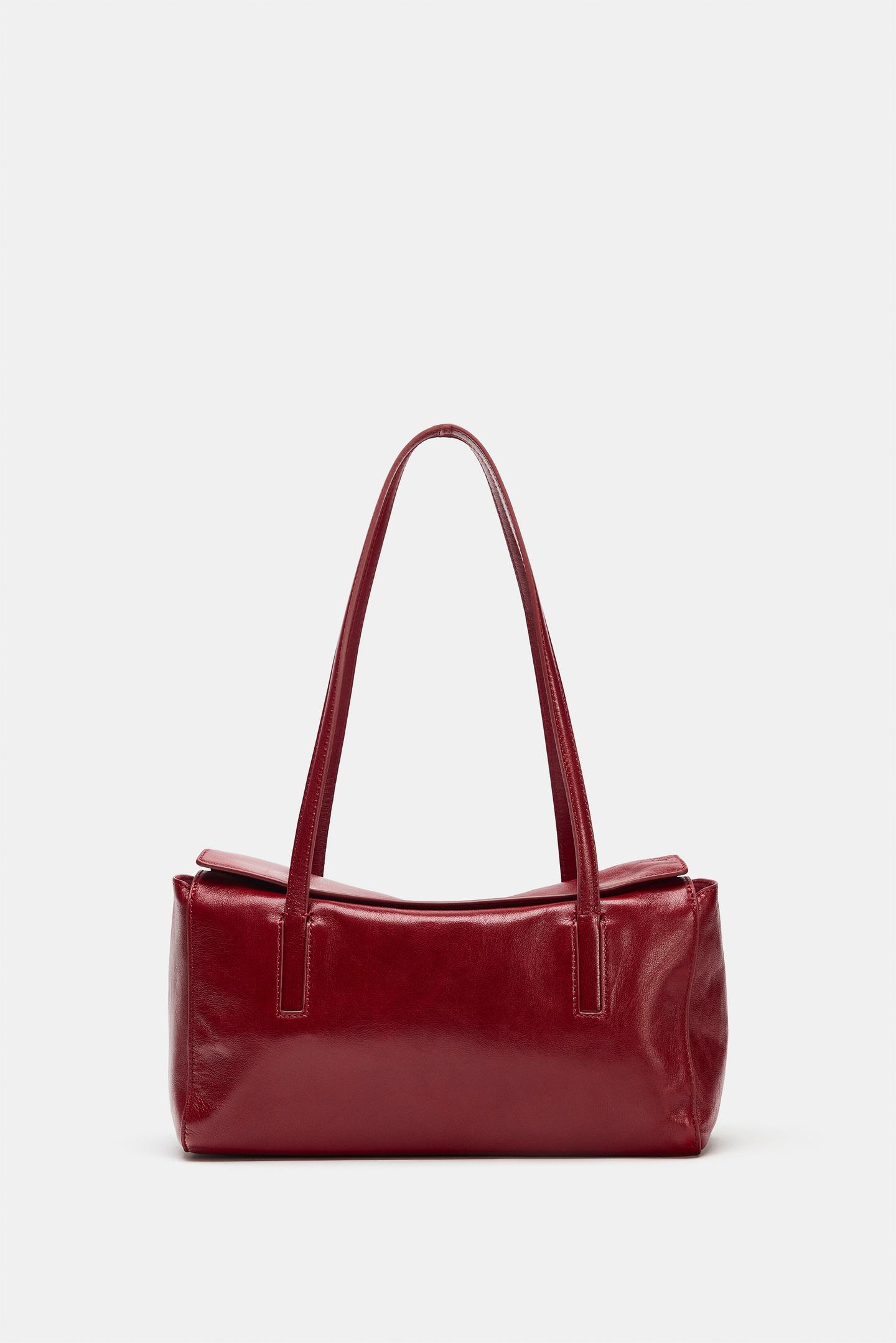 Женская сумка Zara Leather Shoulder, цвет: Красный — фото 3