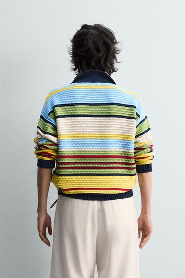POLO EN MAILLE JACQUARD À RAYURES - Multicolore de Zara - Image 2