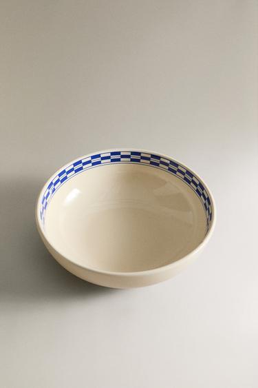 BOL CÉRAMIQUE BORD CARREAUX - Écru de Zara - Image 1