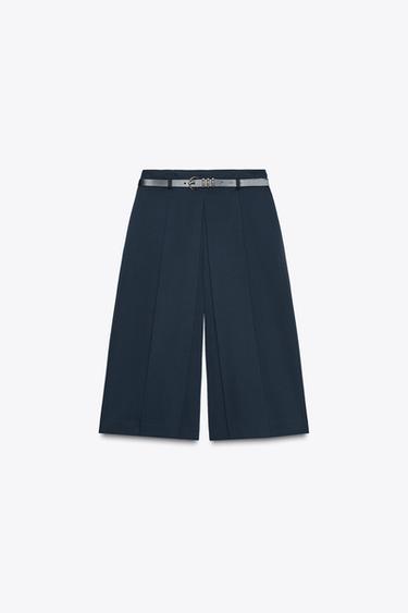 SHORT LONG CEINTURE - Bleu marine de Zara - Image 3