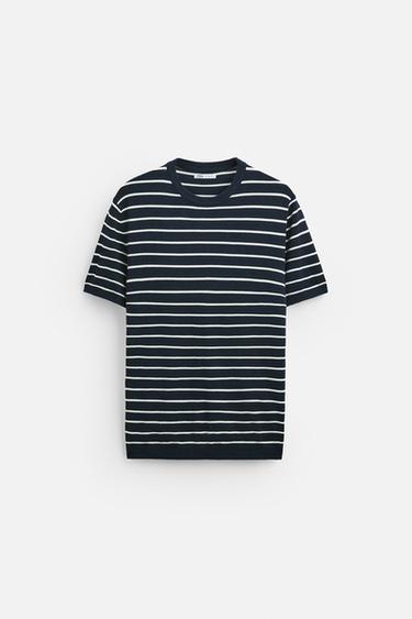 CAMISETA FLUIDA PUNTO - Marino / Blanco de Zara