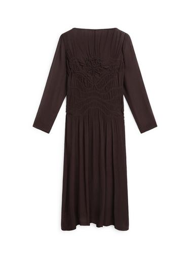 Robe midi fluide froncée - Marron de Zara