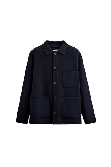 Zara WOOL POCKET OVERSHIRT - Navy blue