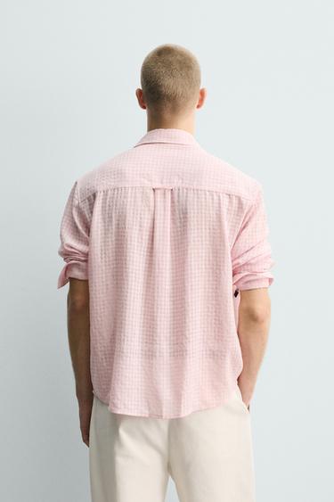 CHEMISE FLUIDE À CARREAUX - Rose pastel de Zara - Image 2