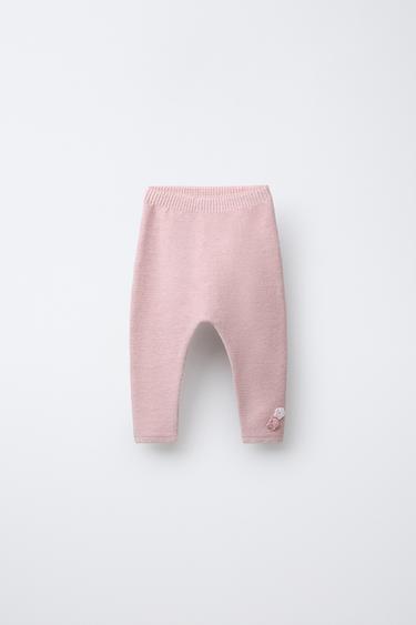 PANTALÓN PUNTO FLORES CROCHET - Rosa claro de Zara