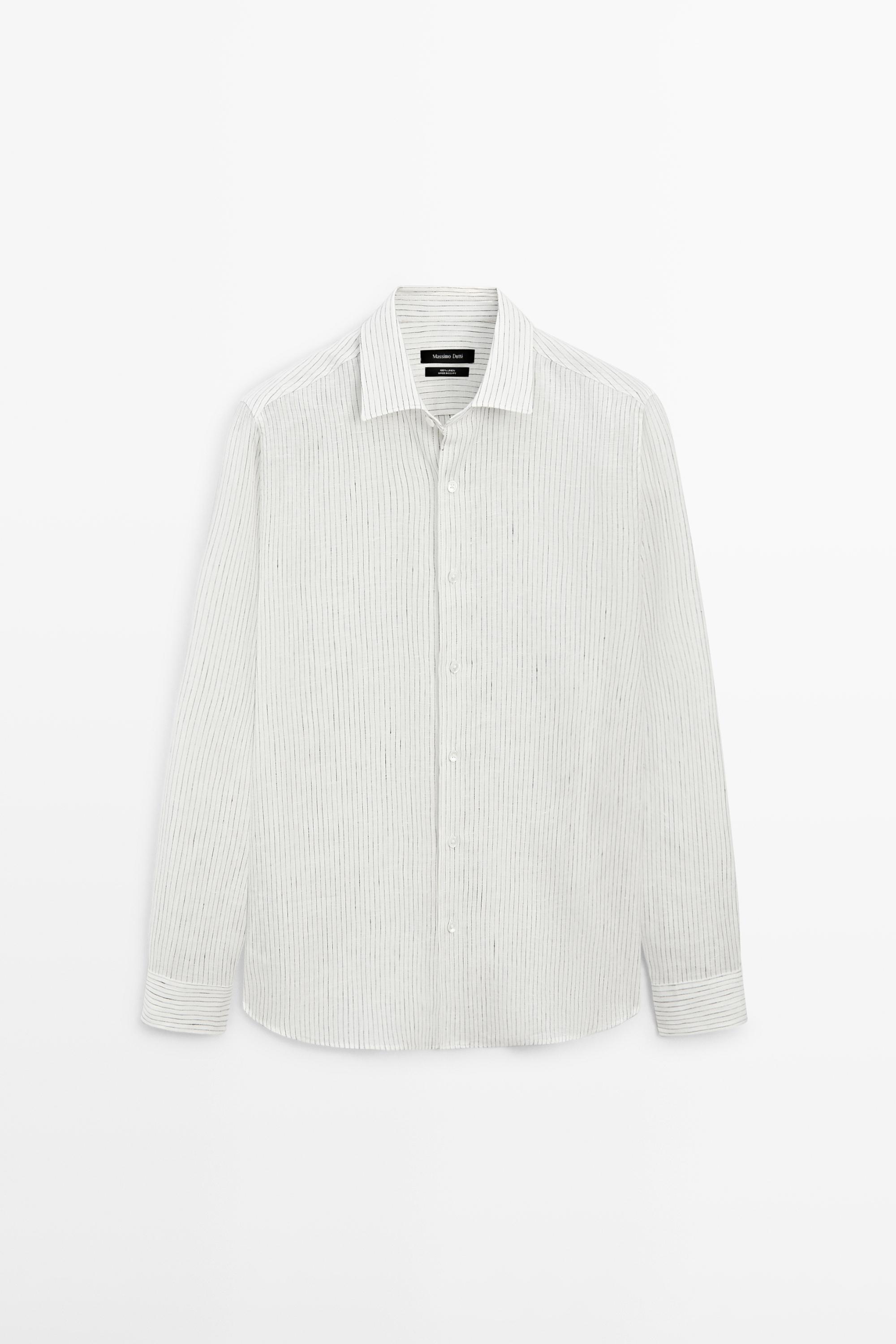 Chemise regular fit à rayures en lin