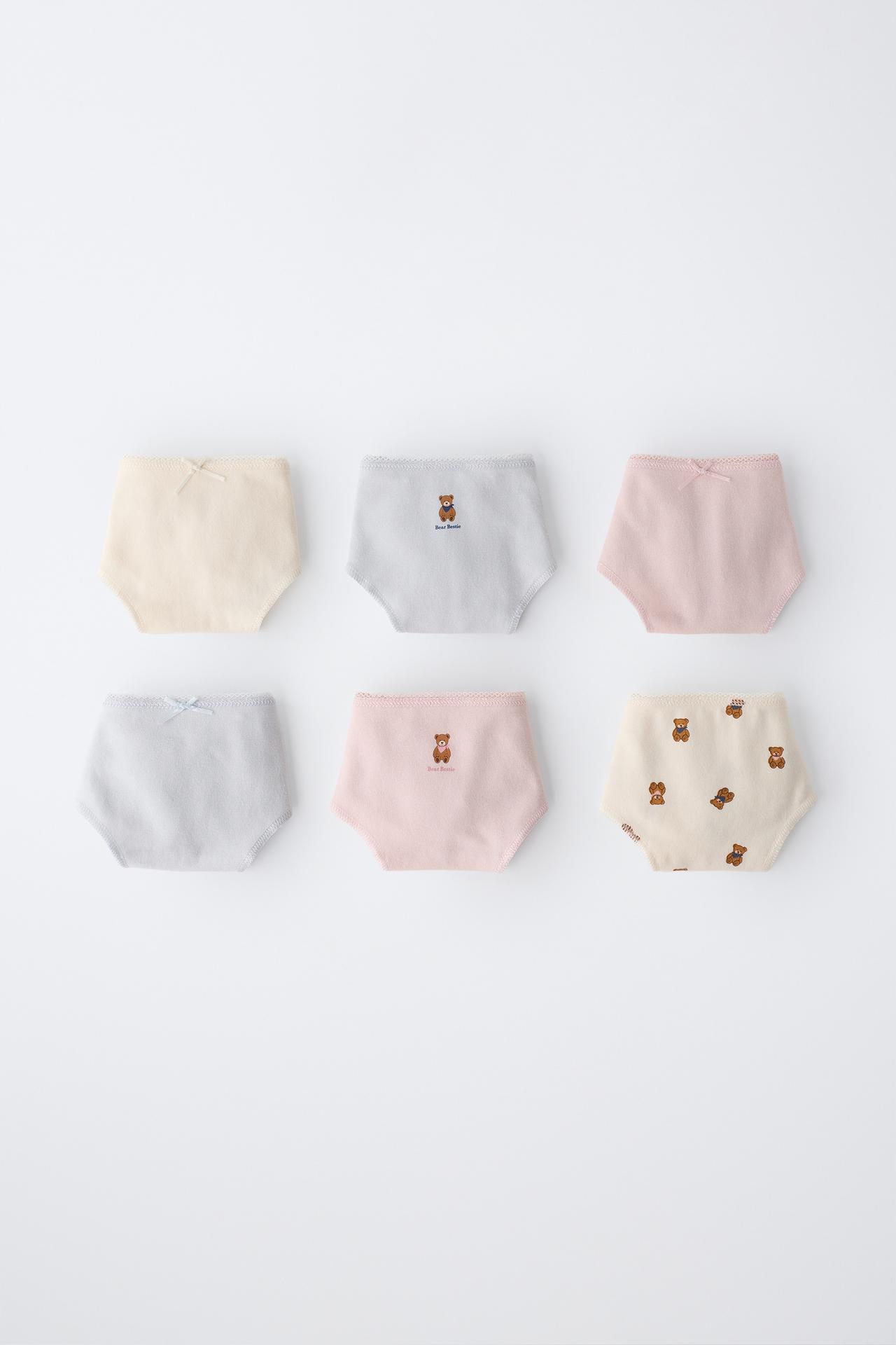 AGES 6-14 / 6-PACK TEDDY BEAR PRINT UNDERWEAR — Pink