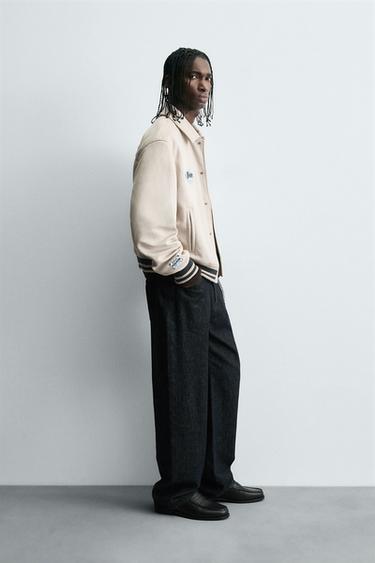 FAUX SUEDE JACKET WITH PATCH AND EMBROIDERY DETAIL - Ecru by Zara - Image 3