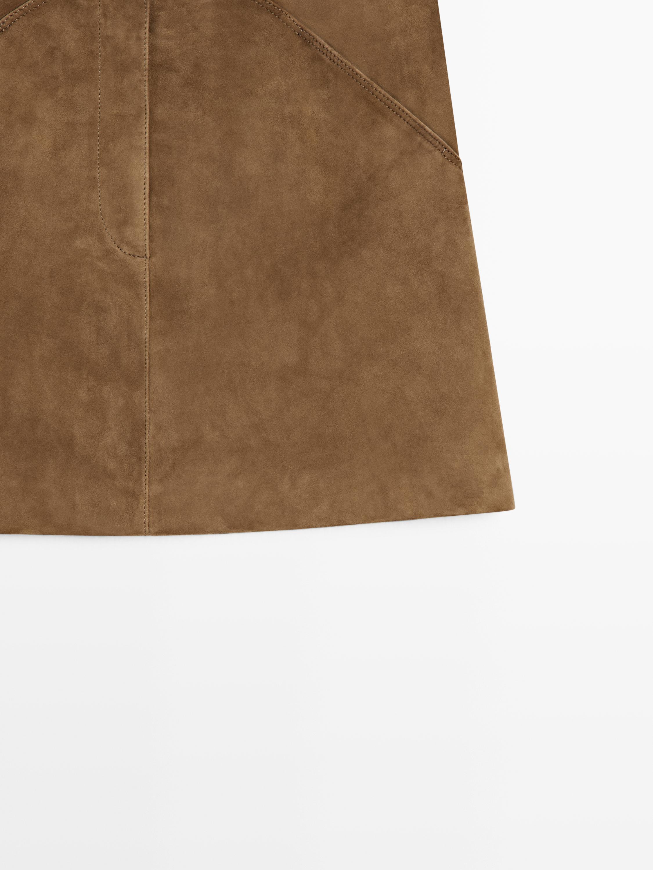 Suede leather mini skirt
