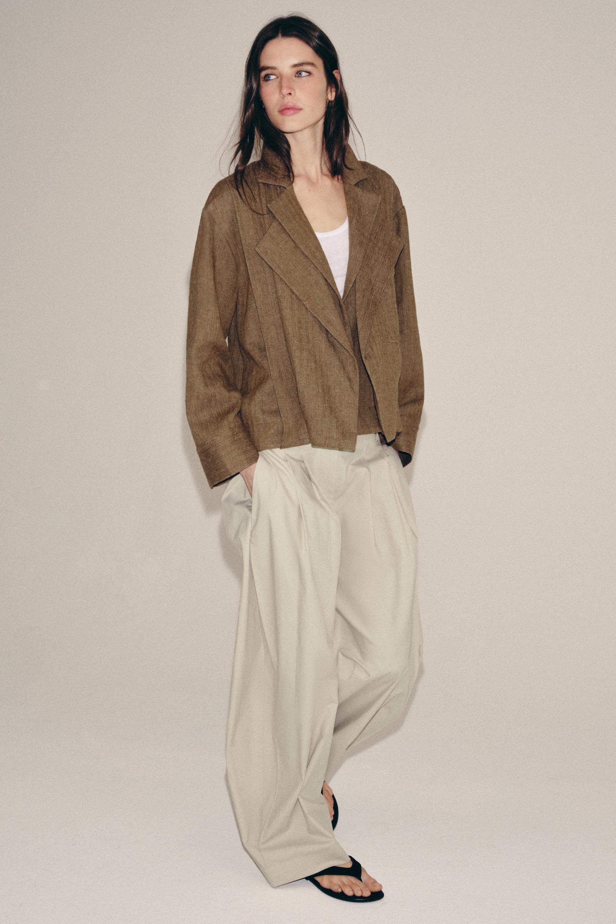 LINEN POCKET BOMBER JACKET ZW COLLECTION