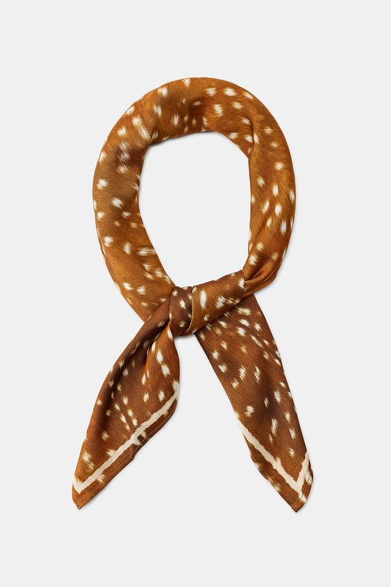 FOULARD IMPRIMÉ 100 % VISCOSE - Marron de Zara - Image 0