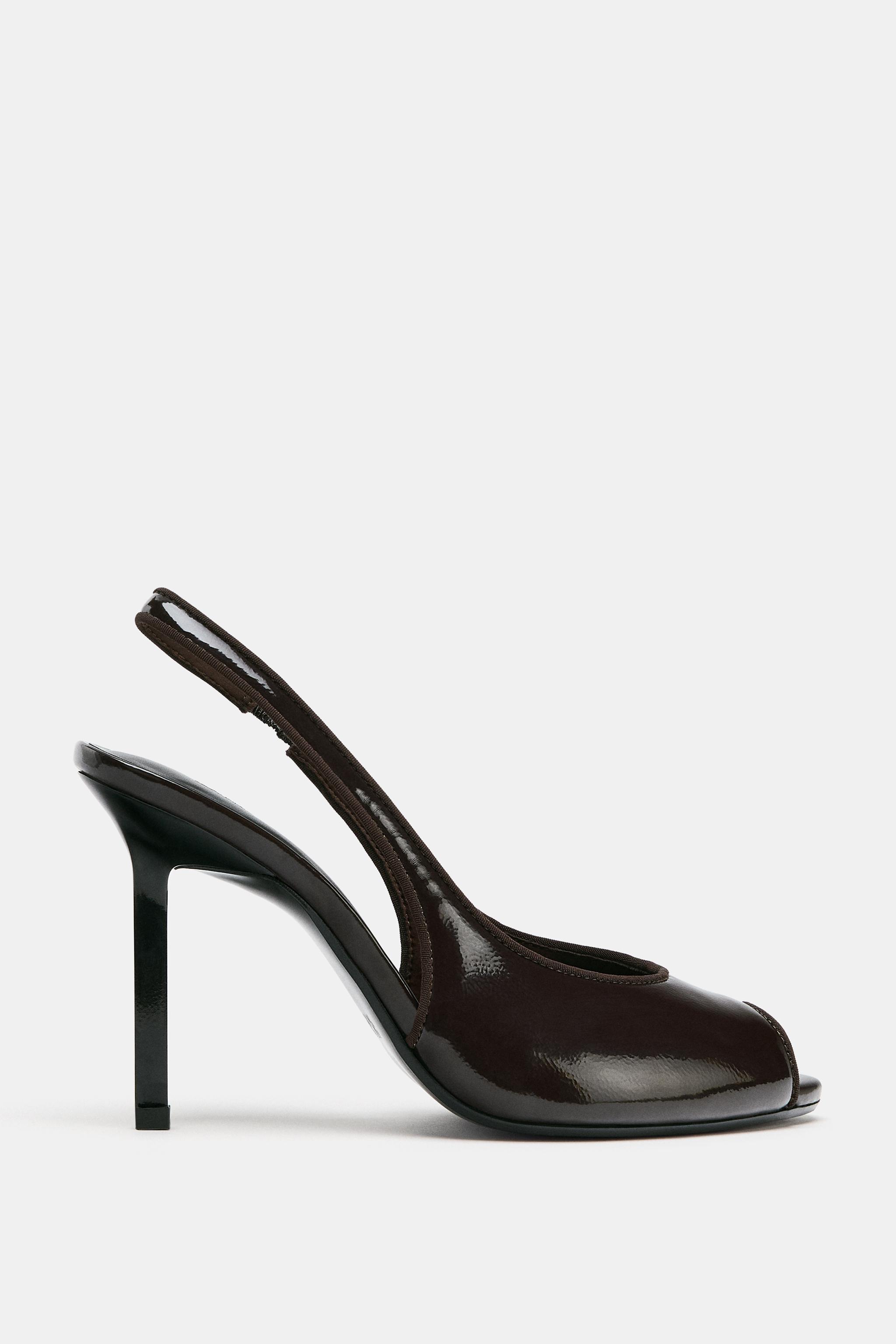 極希少/メロディアスAOR◆ZARA/HEAD OVER HEELS FAUX-PATENT HEEL SANDALS - Brown | ZARA India