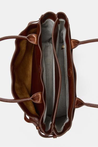 SAC CITY EN CUIR - Marron foncé de Zara - Image 4