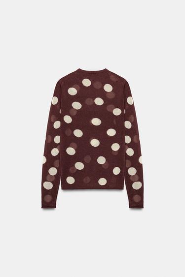 TOP EN MAILLE À POIS - Marron / Écru de Zara - Image 8
