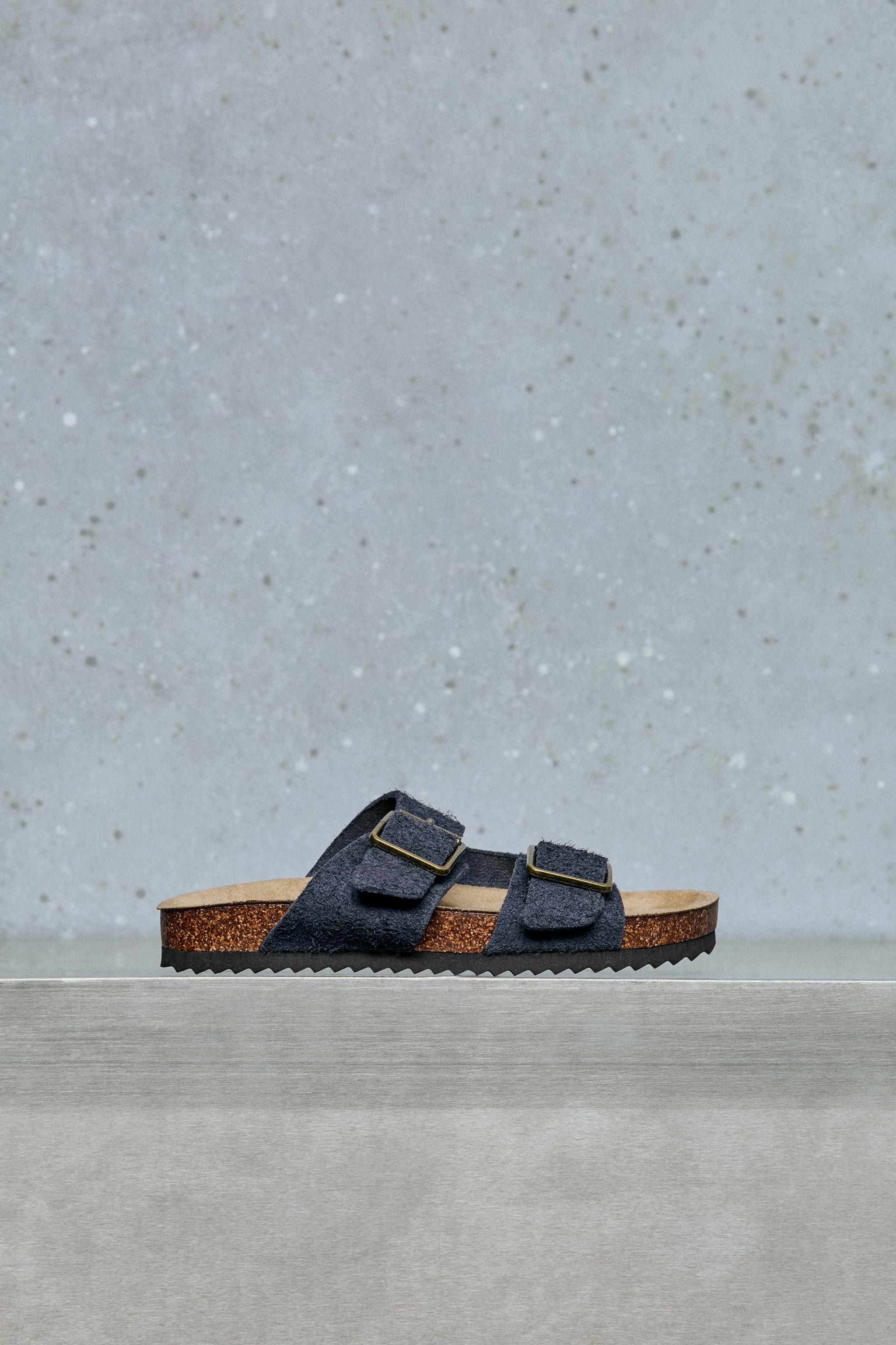 STORIESZ - LEATHER BUCKLE SANDALS — Navy Blue