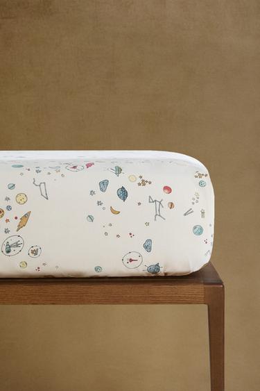 CHILDREN’S SPACE FITTED SHEET - Ecru / Blue by Zara - Image 5