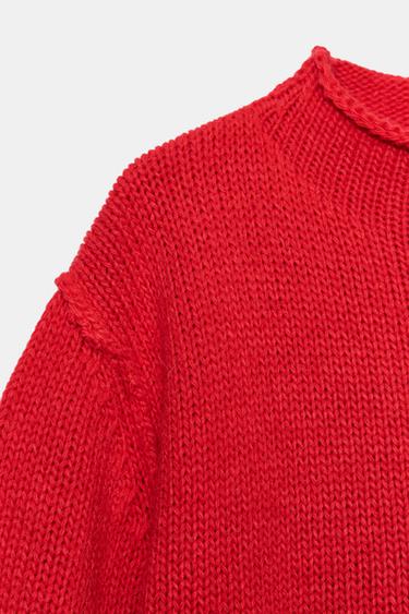 PULL EN MAILLE À COL CHEMINÉE - Rouge de Zara - Image 6