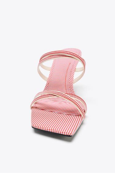 CHECK STRAPPY WEDGES - Red by Zara - Image 4