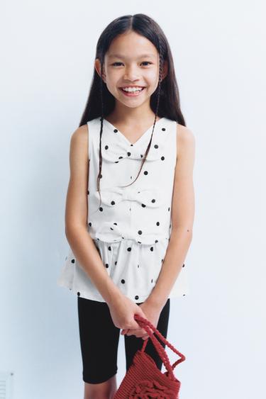 Zara CONTRAST TIE T-SHIRT - Black / White