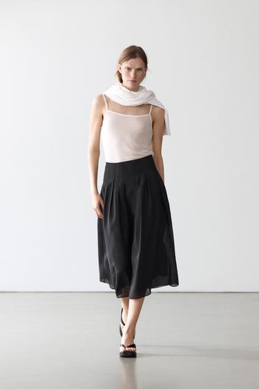 Zara Flowing midi skirt with pintucks - Black - Image 0