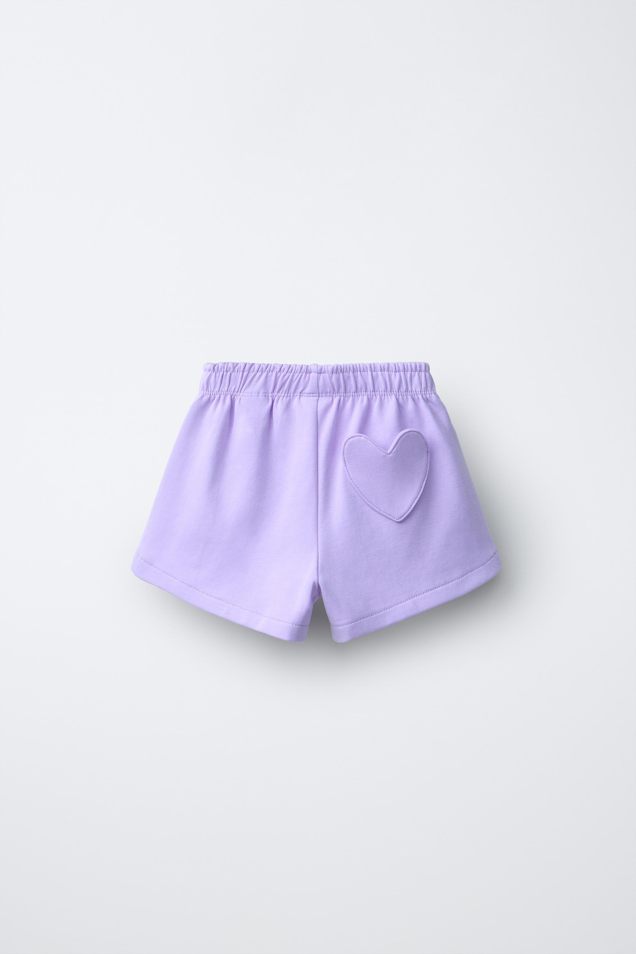 INTERLOCK PLUSH EMBROIDERED HEART SHORTS