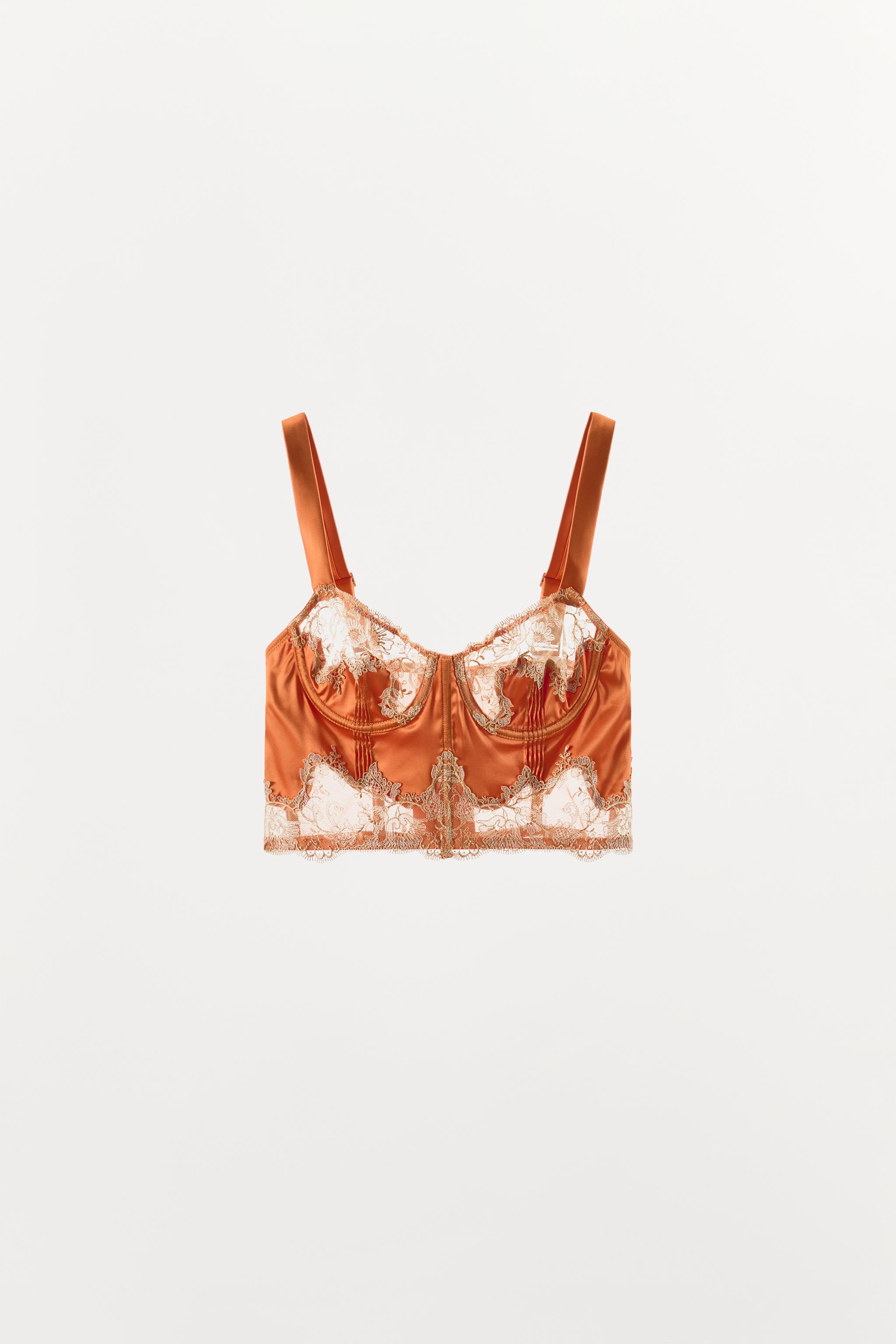 SOUTIEN-GORGE À ARMATURES CORSÉ SATINÉ DENTELLE