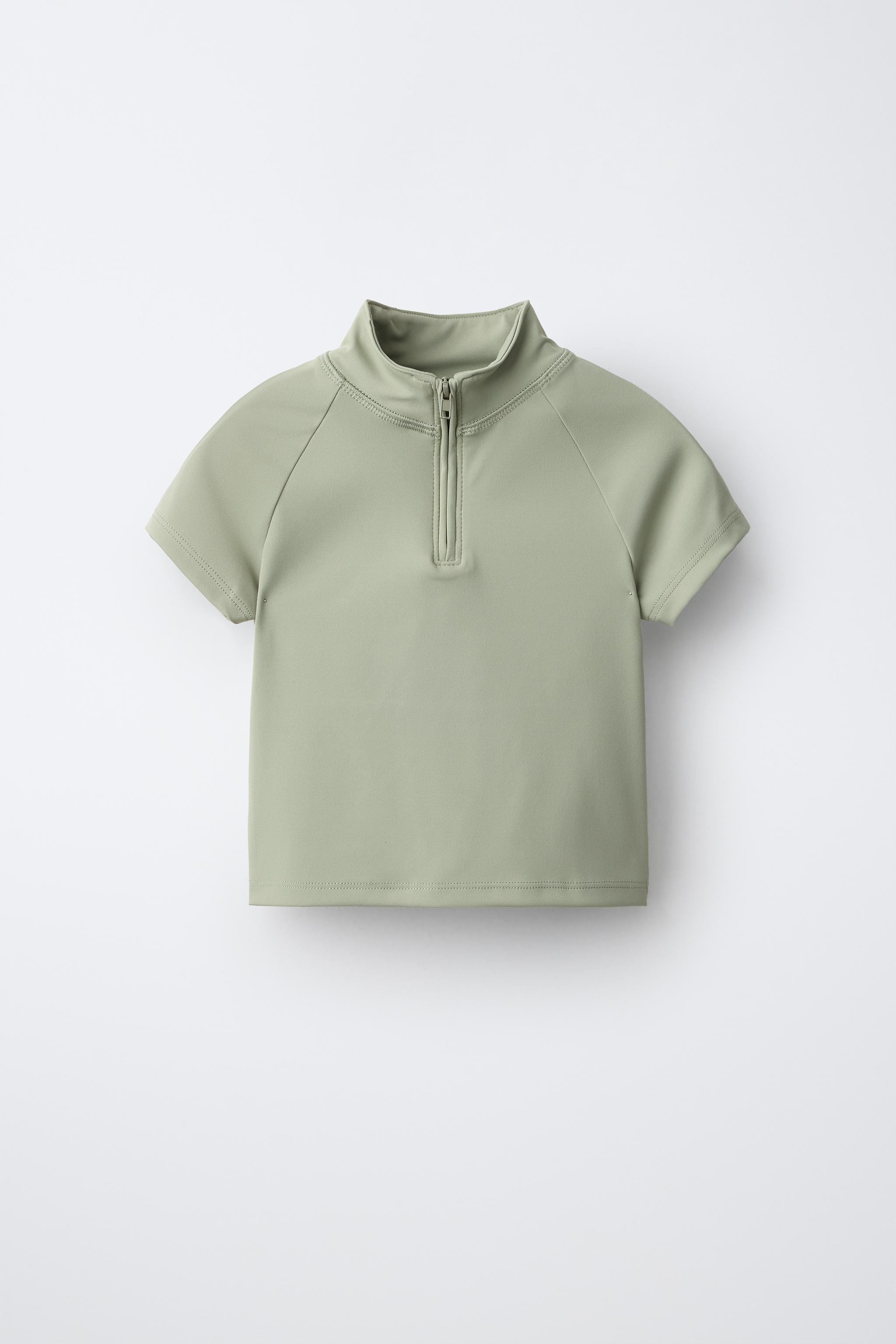 SPORTY ZIP T-SHIRT - Khaki | ZARA United States