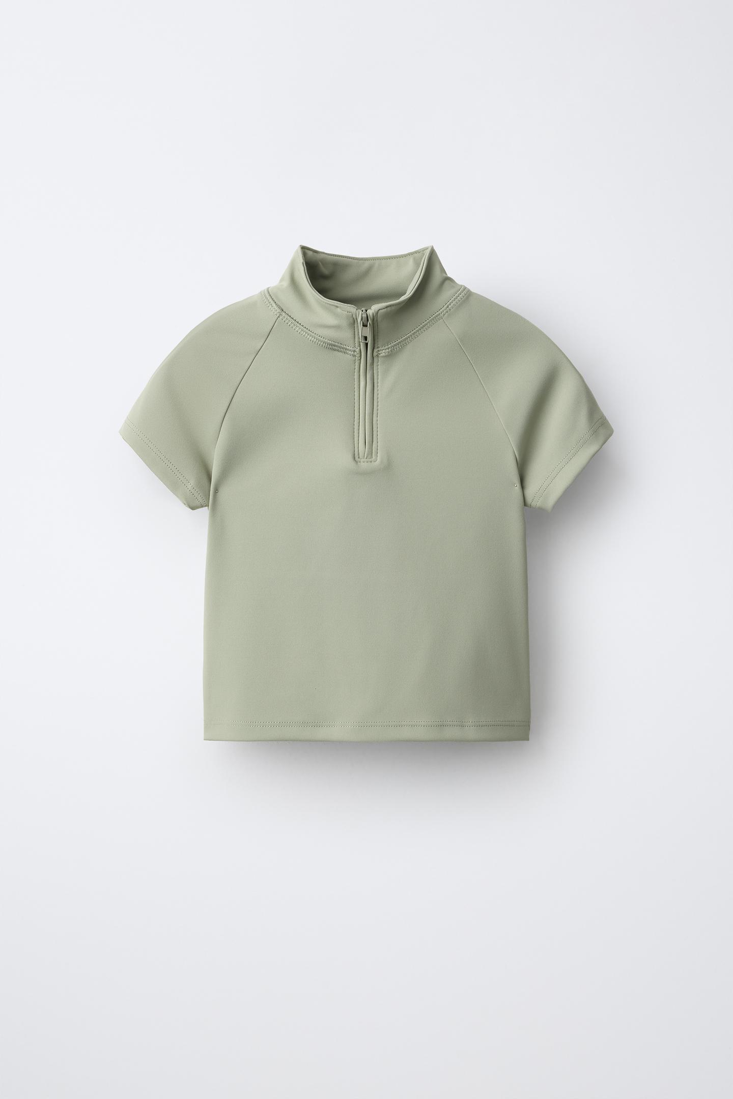 Детская футболка Zara Sporty Zip, цвет: Хаки — фото 1