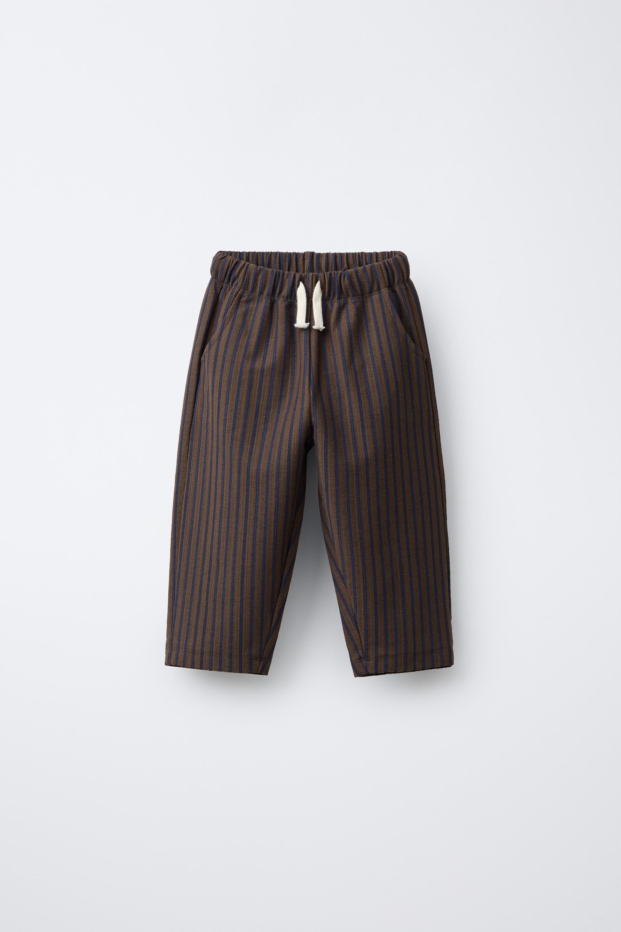 STRIPED TEXTURED BAGGY PANTS