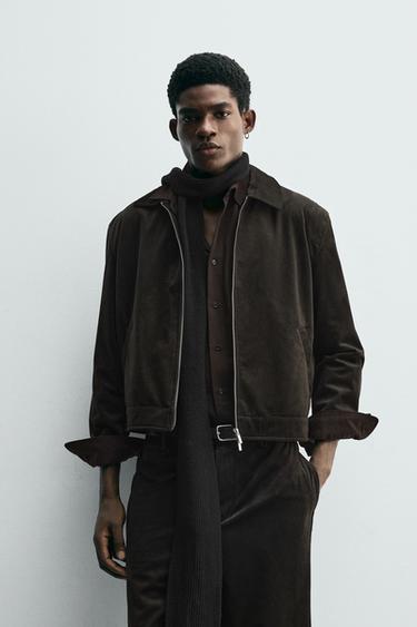 TEXTURED VELVET OVERSHIRT - Brown by Zara - Image 1
