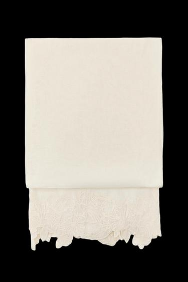 COTTON LINEN LACE SCARF - Ecru by Zara