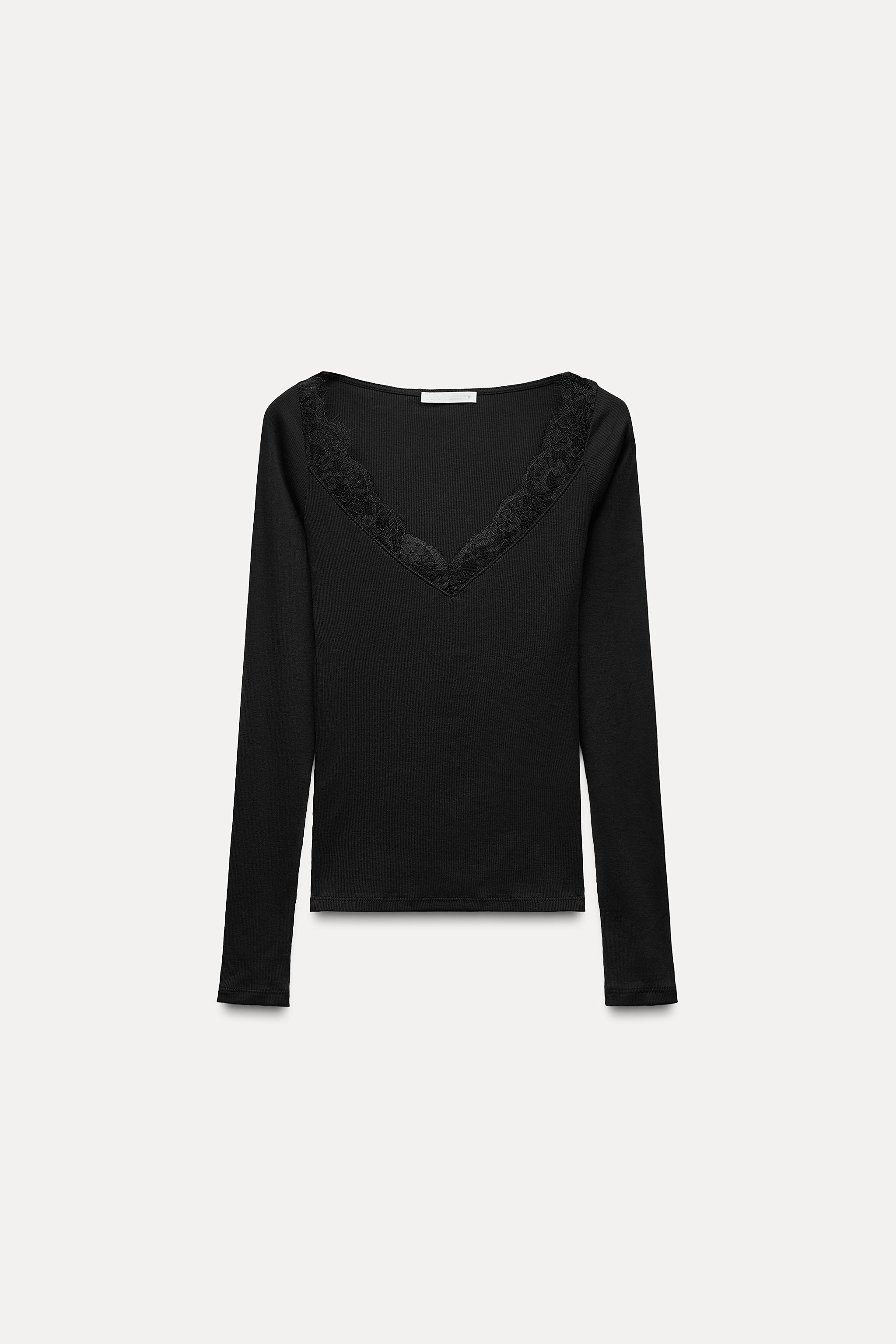 Camisetas Polares Mujer Camiseta Manga Larga ZARA Ribbed Mujer