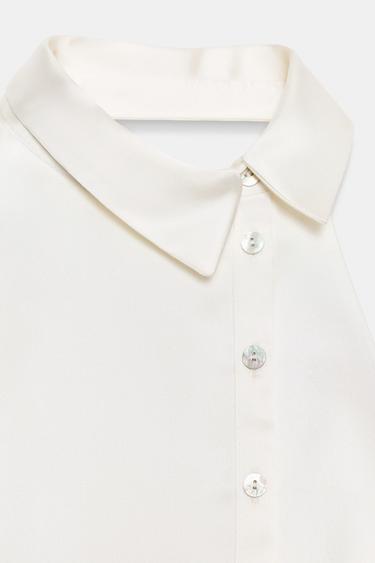 SATIN HALTER TOP - Oyster-white by Zara - Image 5