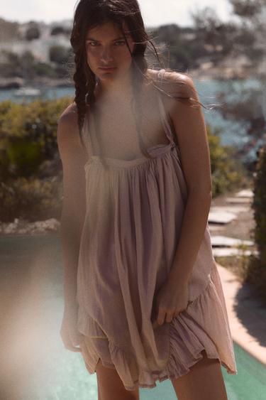 GAUZE MINI STRAPPY DRESS - Lilac by Zara - Image 0
