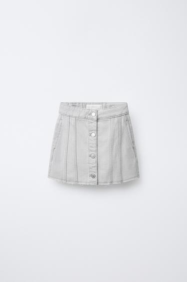 FRAYED SEAM DENIM SKIRT - Pearl grey by Zara