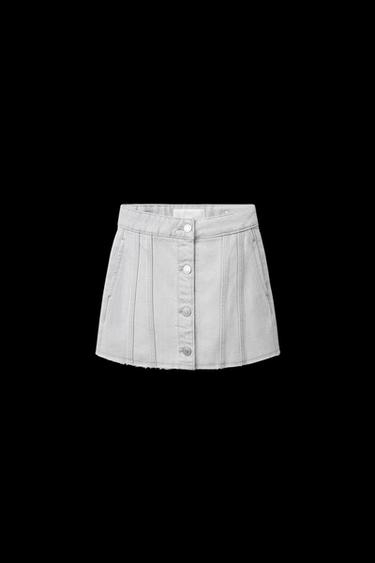 JEANSROCK MIT EINSÄTZEN UND UNVERSÄUBERTEN KANTEN - Perlgrau von Zara