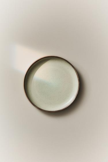PORCELAIN SIDE PLATE WITH ANTIQUE FINISH RIM - Sea green by Zara