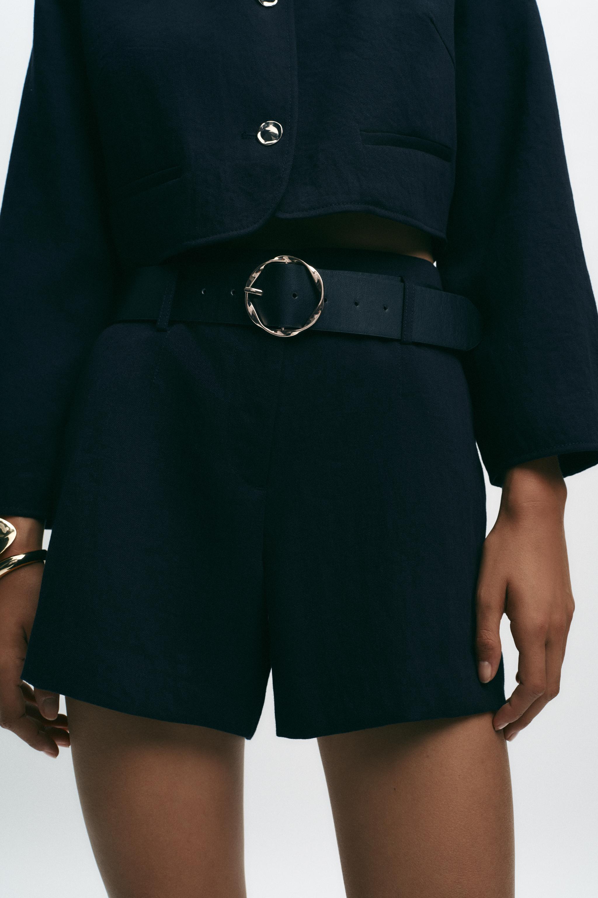 Short Habillé Bleu Marine Zara Homme - Taille XL, 100% Coton - Neuf Avec étiquettes, Style Décontracté Marin