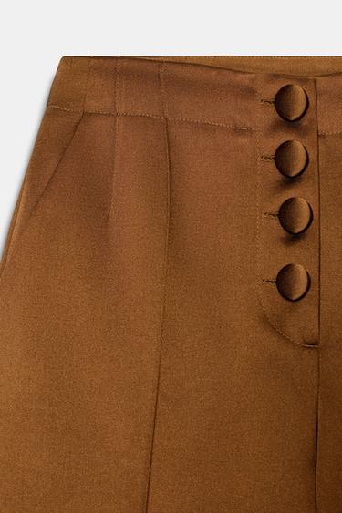 SATIN WIDE-LEG TROUSERS - Caramel by Zara - Image 7